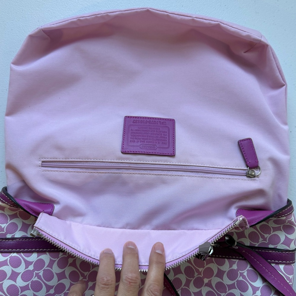COACH | Heritage Chelsea Signature Logo Tote Bag Purse Purple Pink White F15137 - Picture 11 of 16